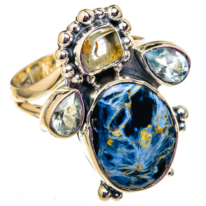 Pietersite, Blue Topaz Rings handcrafted by Ana Silver Co - RING105739 - Photo 2