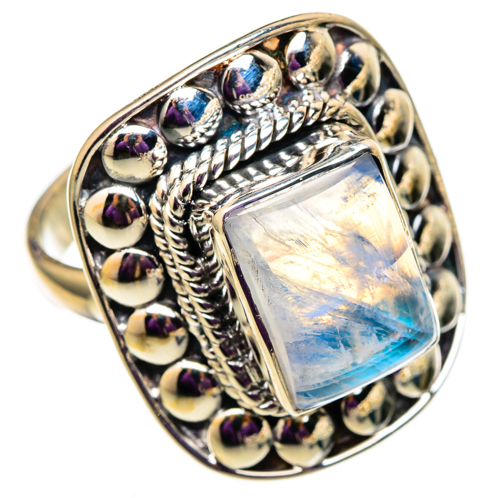 Rainbow Moonstone Rings handcrafted by Ana Silver Co - RING105741 - Photo 2