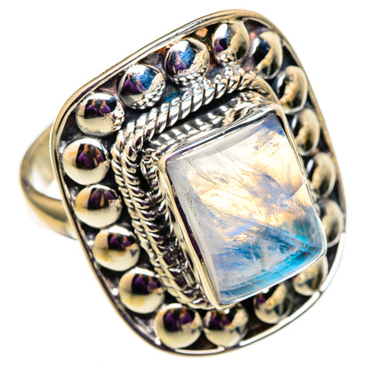 Rainbow Moonstone Rings handcrafted by Ana Silver Co - RING105741 - Photo 2