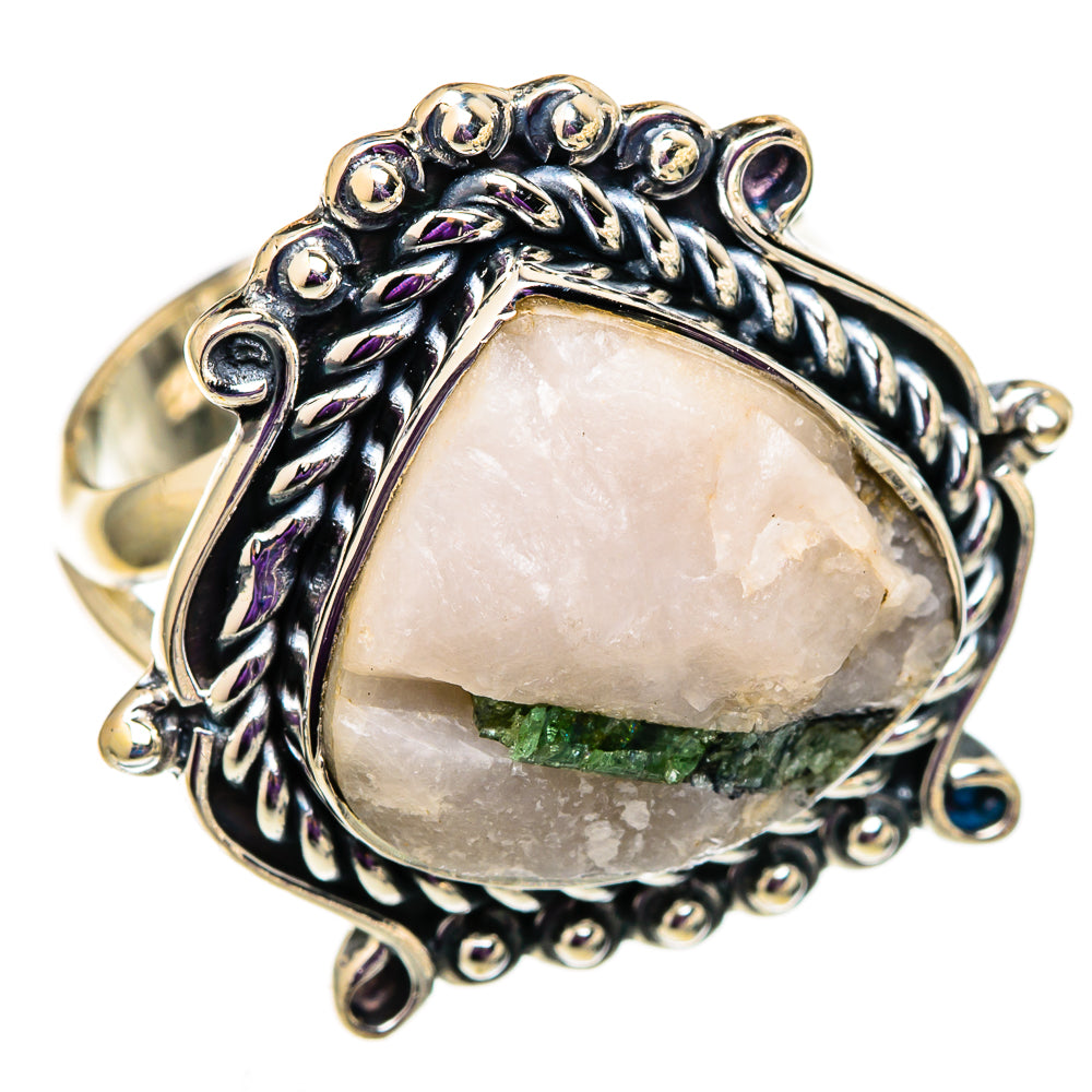 Green Tourmaline In Quartz Rings handcrafted by Ana Silver Co - RING105742 - Photo 2