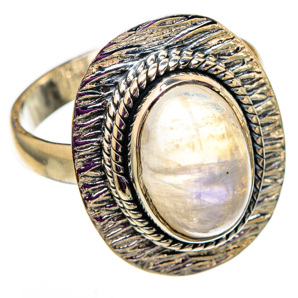 Rainbow Moonstone Rings handcrafted by Ana Silver Co - RING105743 - Photo 2