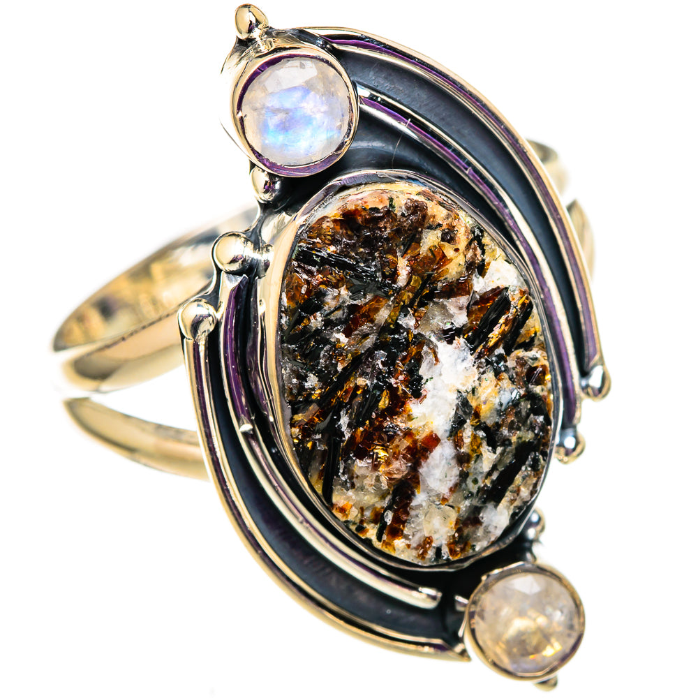 Astrophyllite, Rainbow Moonstone Rings handcrafted by Ana Silver Co - RING105759 - Photo 2