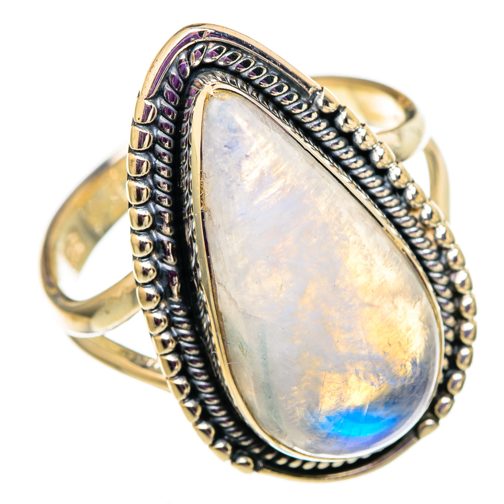 Rainbow Moonstone Rings handcrafted by Ana Silver Co - RING105770 - Photo 2