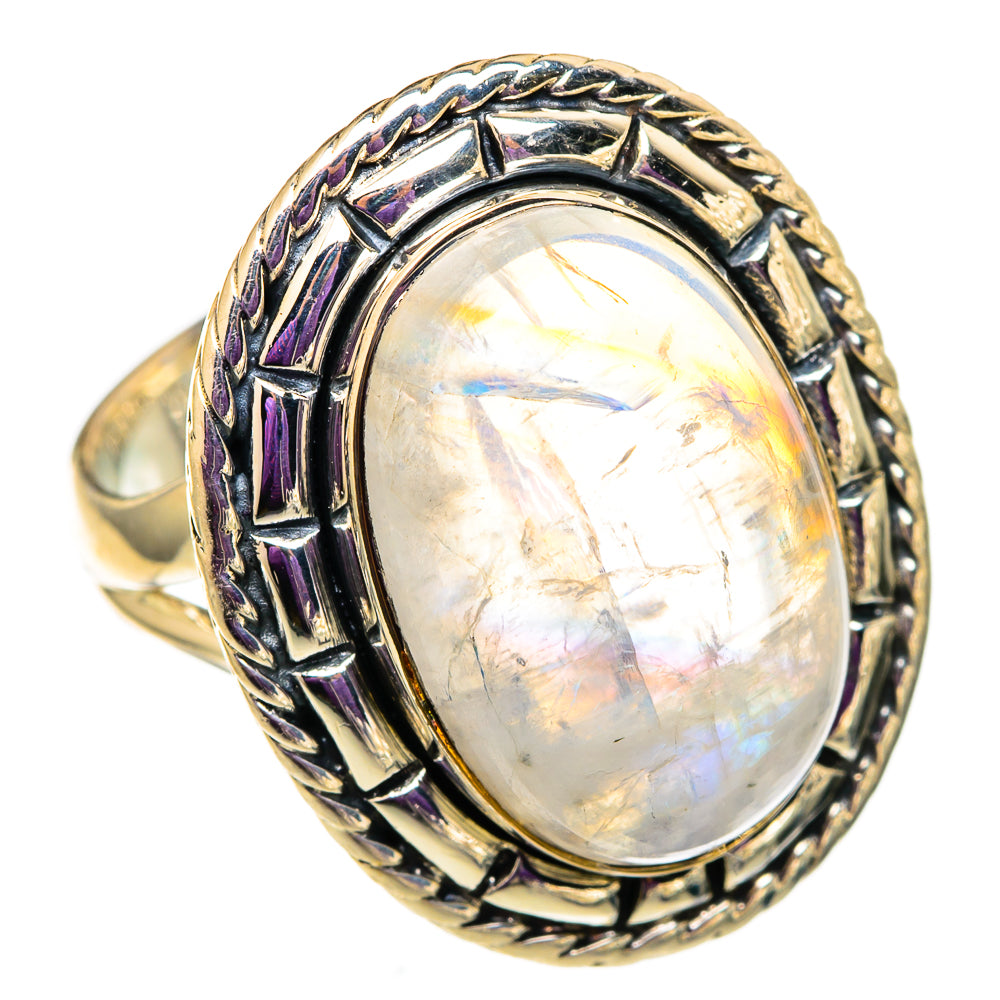 Rainbow Moonstone Rings handcrafted by Ana Silver Co - RING105771 - Photo 2