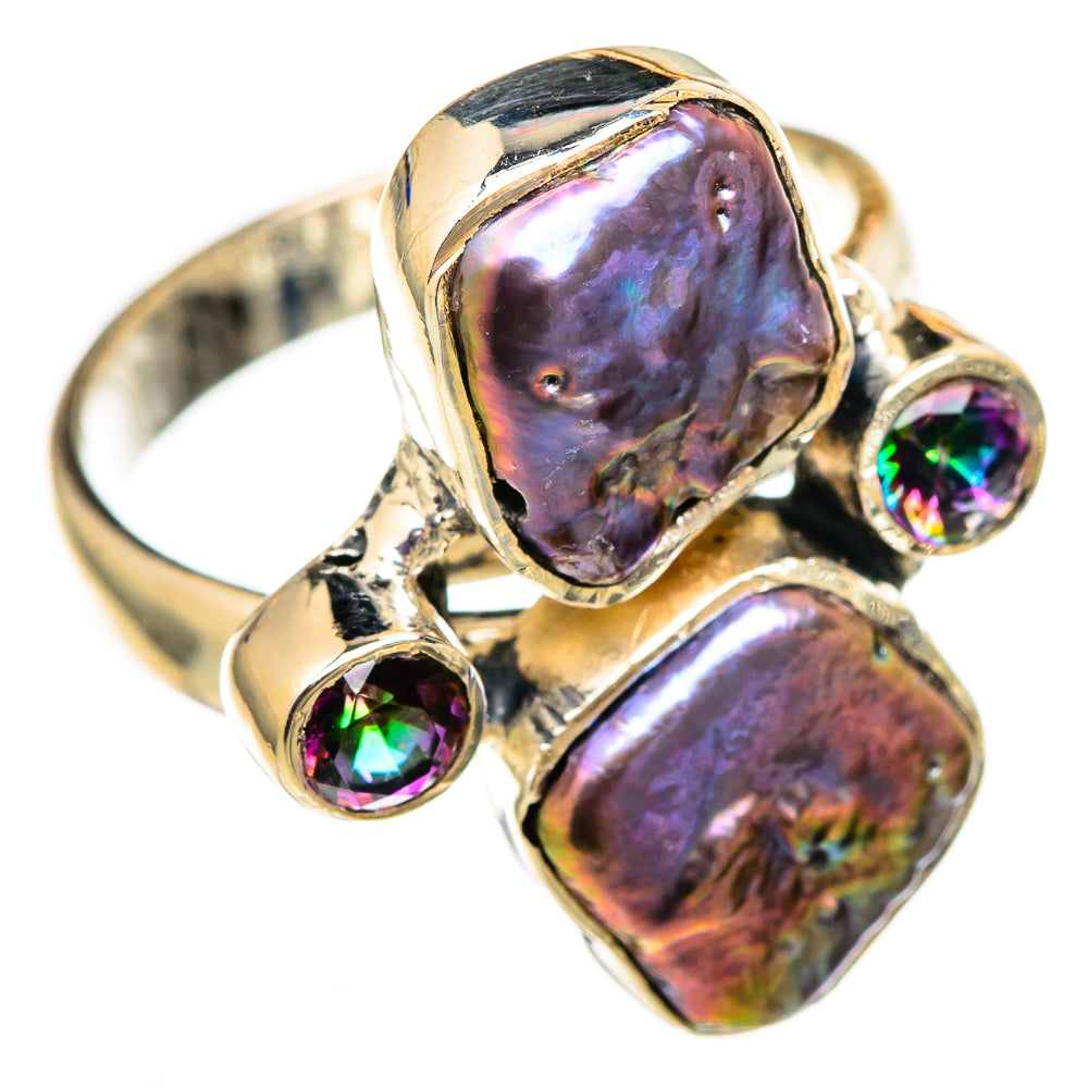 Titanium Mother Of Pearl, Mystic Topaz Rings handcrafted by Ana Silver Co - RING105791 - Photo 2