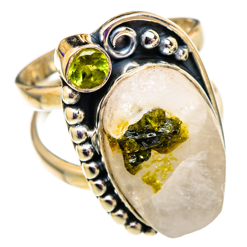 Green Tourmaline In Quartz, Peridot Rings handcrafted by Ana Silver Co - RING105808 - Photo 2