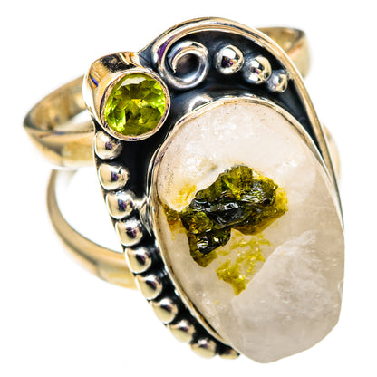 Green Tourmaline In Quartz, Peridot Rings handcrafted by Ana Silver Co - RING105808 - Photo 2