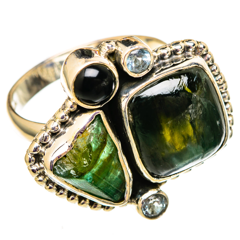 Seraphinite, Chrome Diopside, Black Onyx, Blue Topaz Rings handcrafted by Ana Silver Co - RING105809 - Photo 2