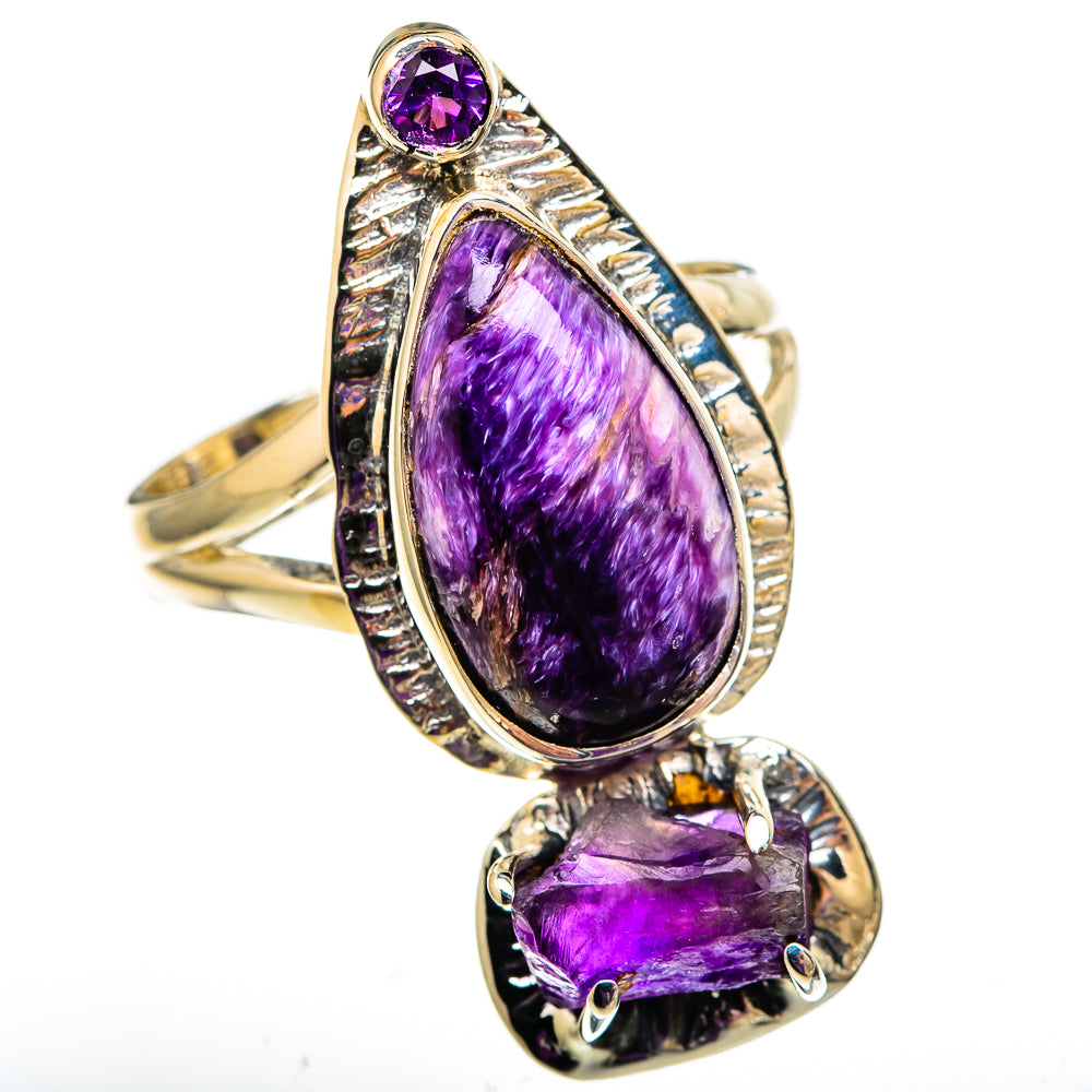 Charoite, Amethyst Rings handcrafted by Ana Silver Co - RING105828 - Photo 2