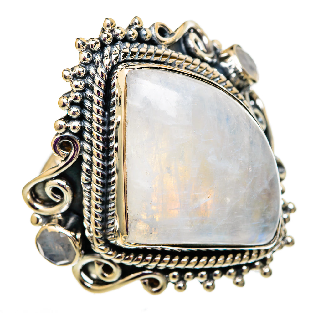 Rainbow Moonstone Rings handcrafted by Ana Silver Co - RING105840 - Photo 2