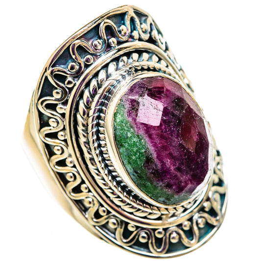 Ruby Zoisite Rings handcrafted by Ana Silver Co - RING105844 - Photo 2