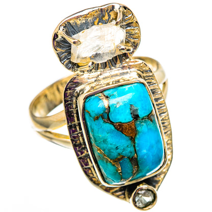 Blue Copper Composite Turquoise, Aquamarine Rings handcrafted by Ana Silver Co - RING105848 - Photo 2