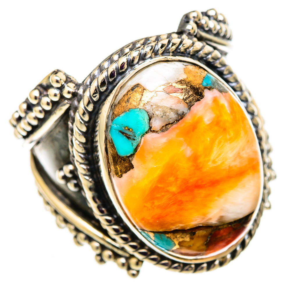 Spiny Oyster Turquoise Rings handcrafted by Ana Silver Co - RING105871 - Photo 2