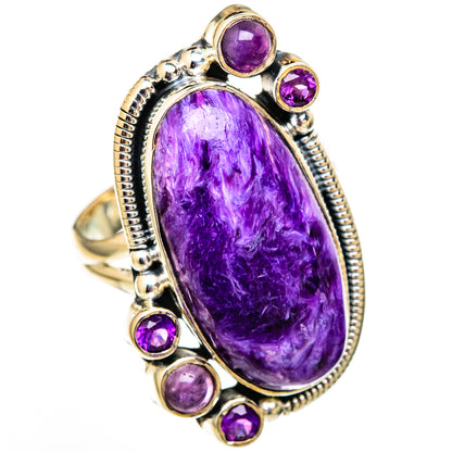 Charoite, Amethyst Rings handcrafted by Ana Silver Co - RING105876 - Photo 2