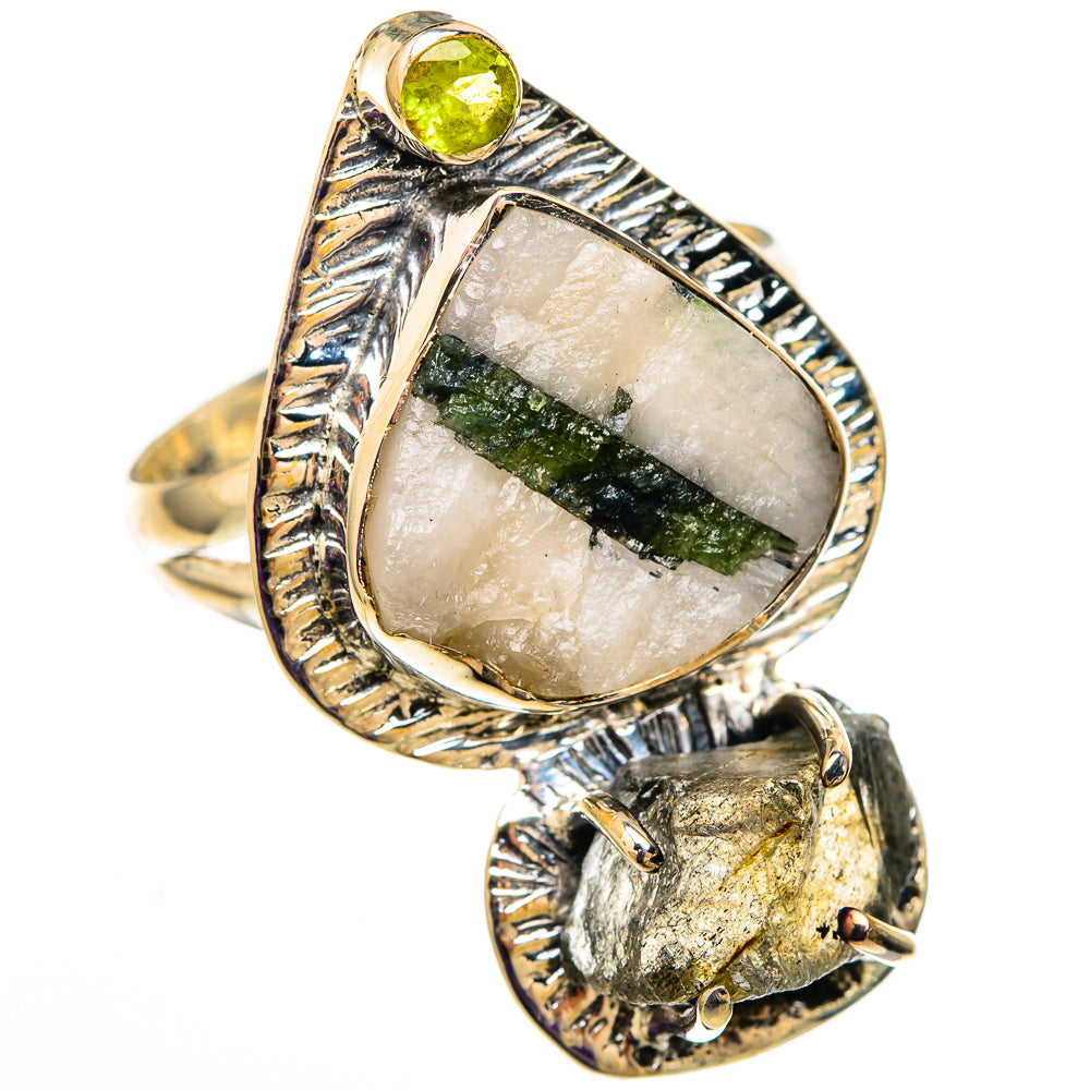 Green Tourmaline In Quartz, Labradorite, Peridot Rings handcrafted by Ana Silver Co - RING105884 - Photo 2