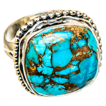 Blue Copper Composite Turquoise Rings handcrafted by Ana Silver Co - RING105896 - Photo 2
