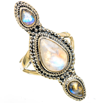 Rainbow Moonstone Rings handcrafted by Ana Silver Co - RING105925 - Photo 2