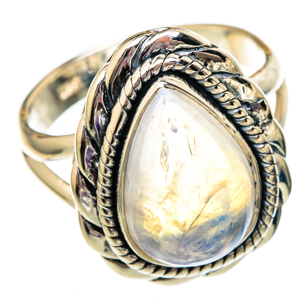 Rainbow Moonstone Rings handcrafted by Ana Silver Co - RING105960 - Photo 2