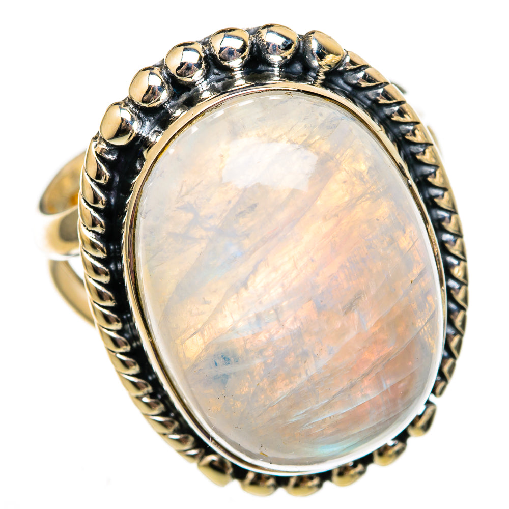 Rainbow Moonstone Rings handcrafted by Ana Silver Co - RING105961 - Photo 2