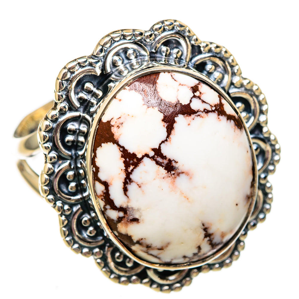 925 sterling silver ring, oval white-and-red jasper cabochon, ornate filigree setting