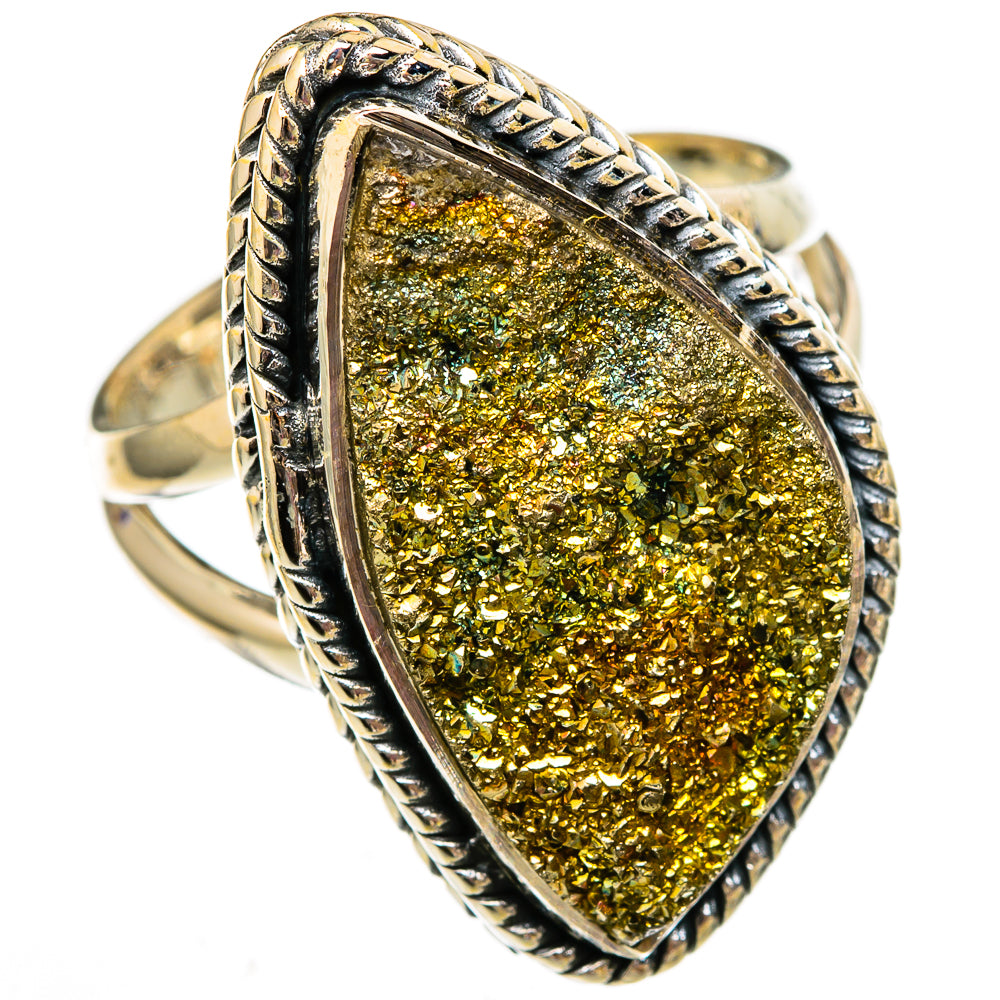 Spectro Pyrite Druzy Rings handcrafted by Ana Silver Co - RING105996 - Photo 2