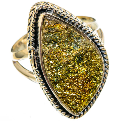 Spectro Pyrite Druzy Rings handcrafted by Ana Silver Co - RING105996 - Photo 2