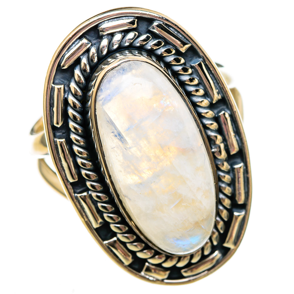 Rainbow Moonstone Rings handcrafted by Ana Silver Co - RING106001 - Photo 2