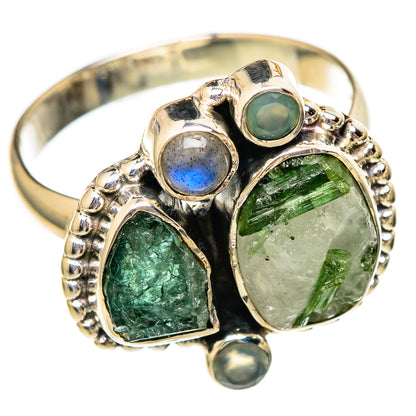 Green Tourmaline In Quartz Rings handcrafted by Ana Silver Co - RING106016 - Photo 2