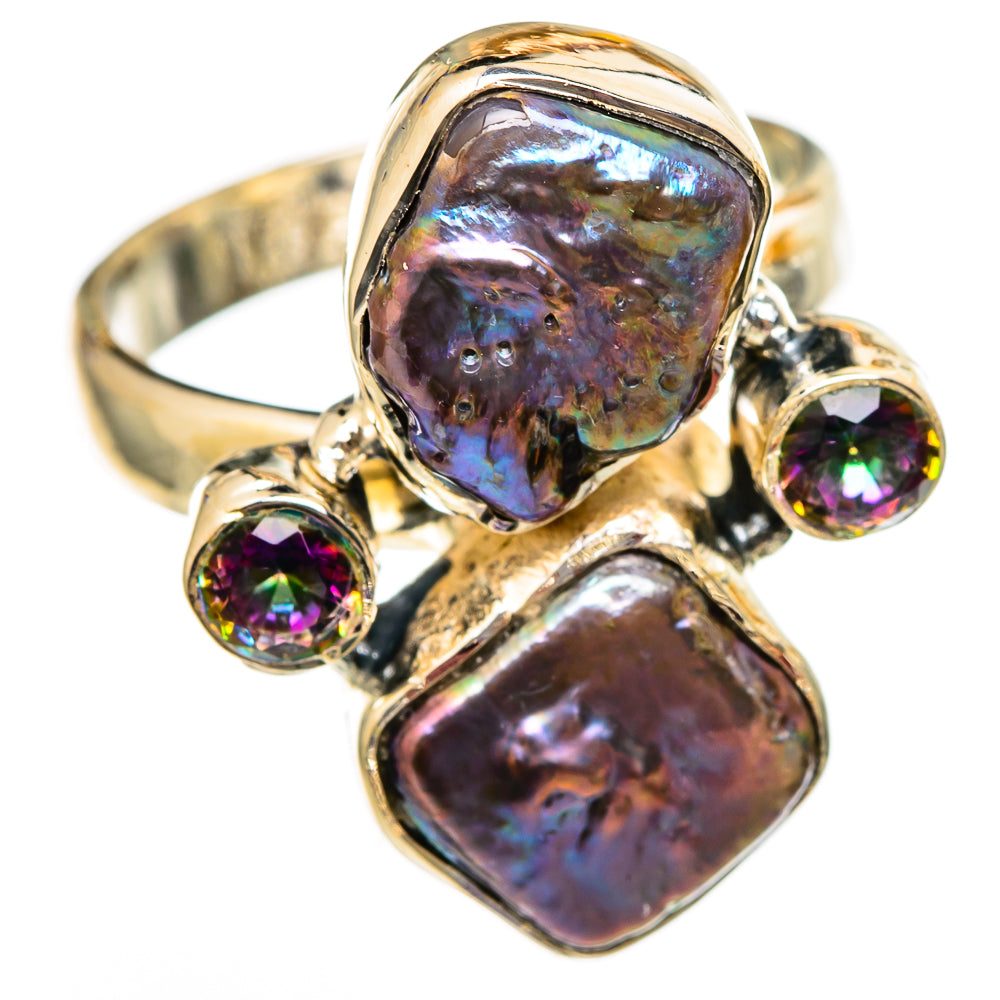 Titanium Mother Of Pearl Rings handcrafted by Ana Silver Co - RING106031 - Photo 2