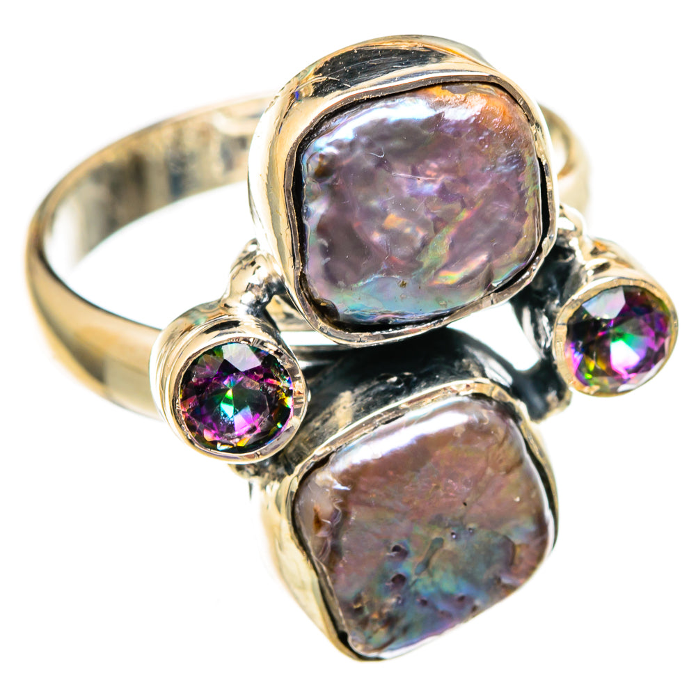 Titanium Mother Of Pearl Rings handcrafted by Ana Silver Co - RING106066 - Photo 2