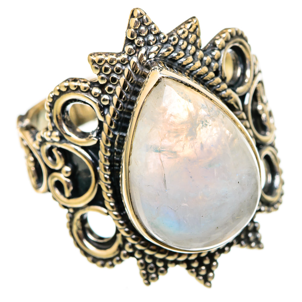 Rainbow Moonstone Rings handcrafted by Ana Silver Co - RING106074 - Photo 2
