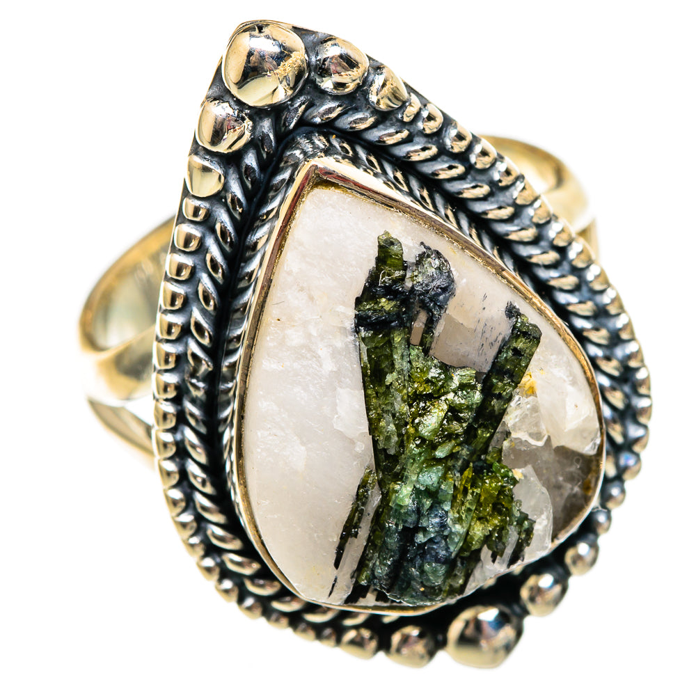 Green Tourmaline In Quartz Rings handcrafted by Ana Silver Co - RING106085 - Photo 2