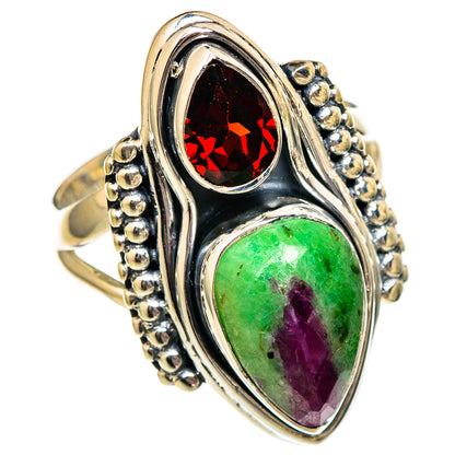 Ruby Zoisite Rings handcrafted by Ana Silver Co - RING106088 - Photo 2