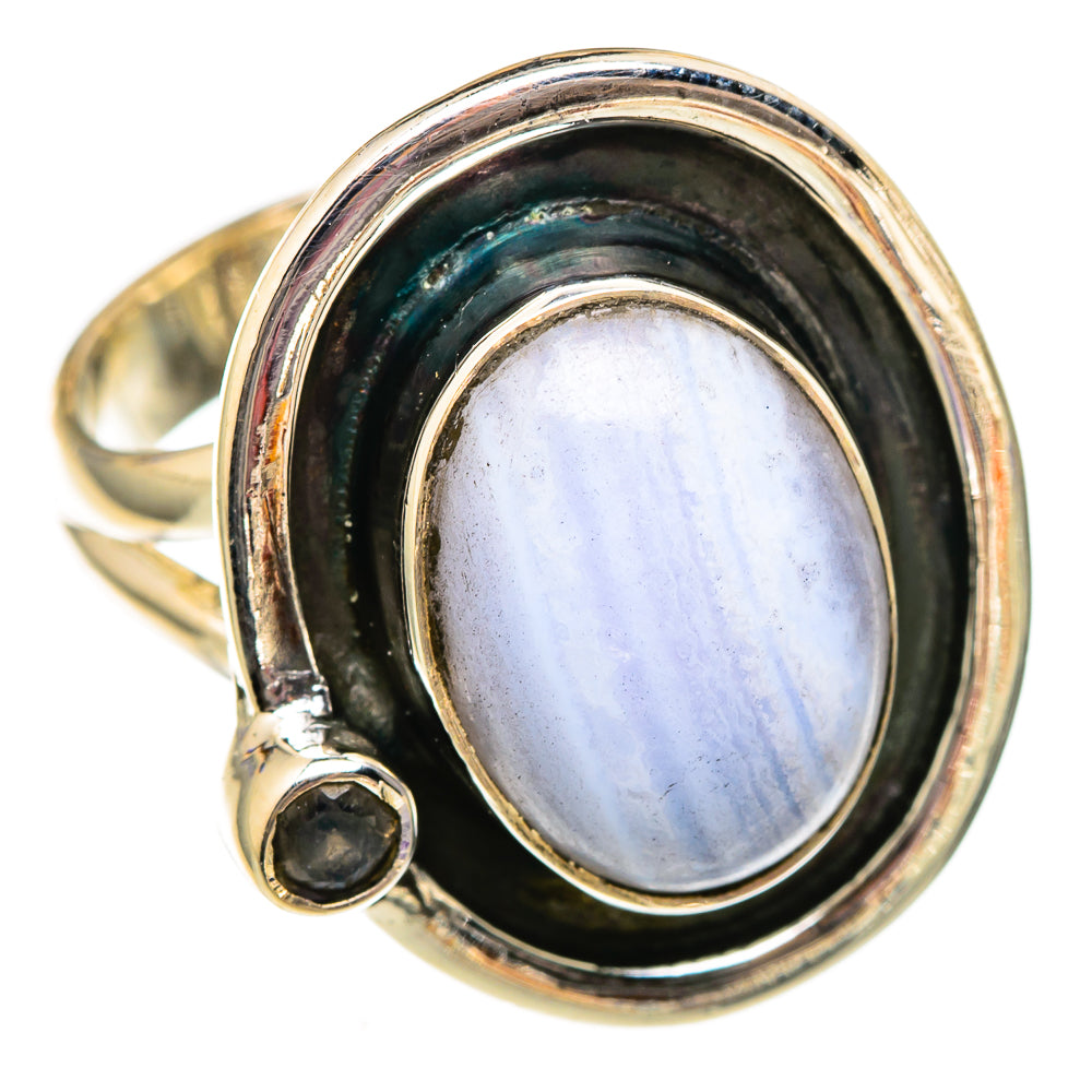 Blue Lace Agate Rings handcrafted by Ana Silver Co - RING106105 - Photo 2