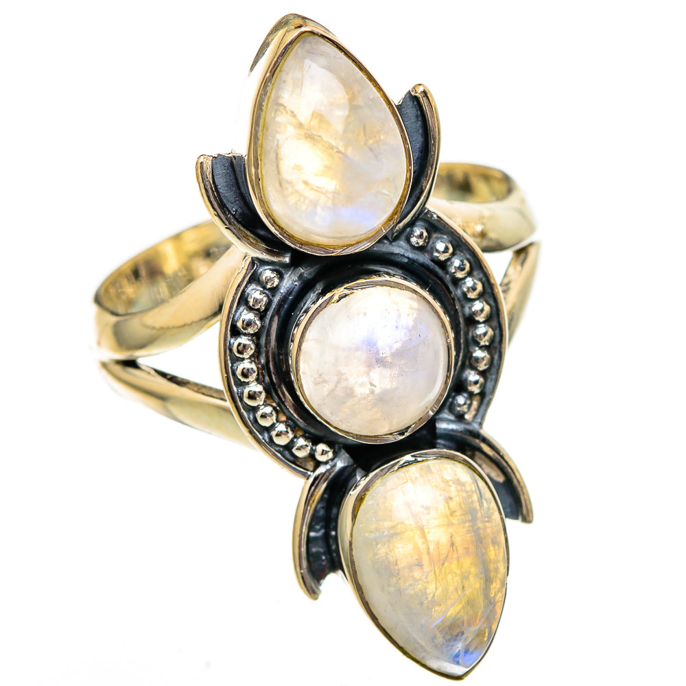 Rainbow Moonstone Rings handcrafted by Ana Silver Co - RING106106 - Photo 2