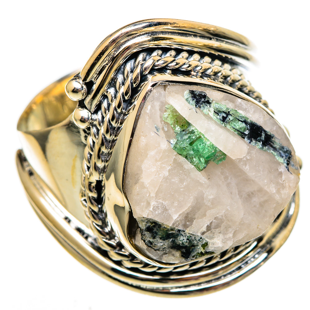 Green Tourmaline In Quartz Rings handcrafted by Ana Silver Co - RING106118 - Photo 2