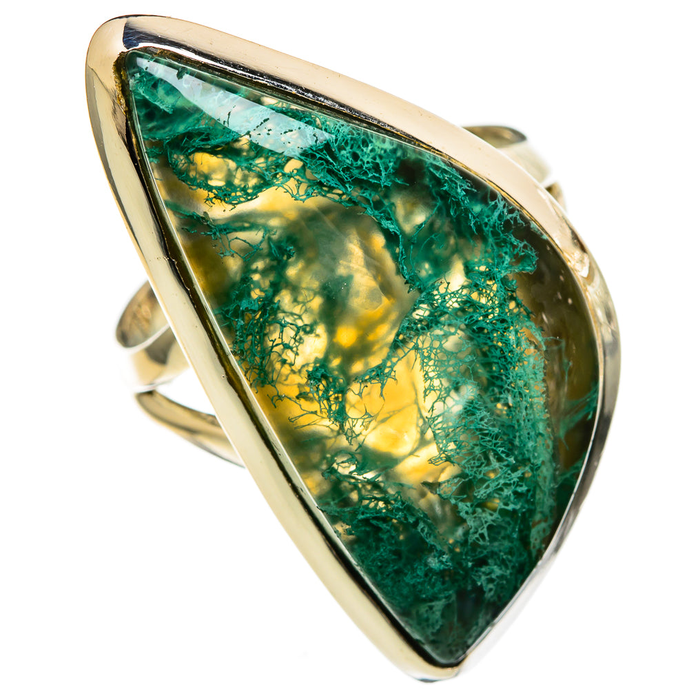 Green Moss Agate Rings handcrafted by Ana Silver Co - RING106169 - Photo 2