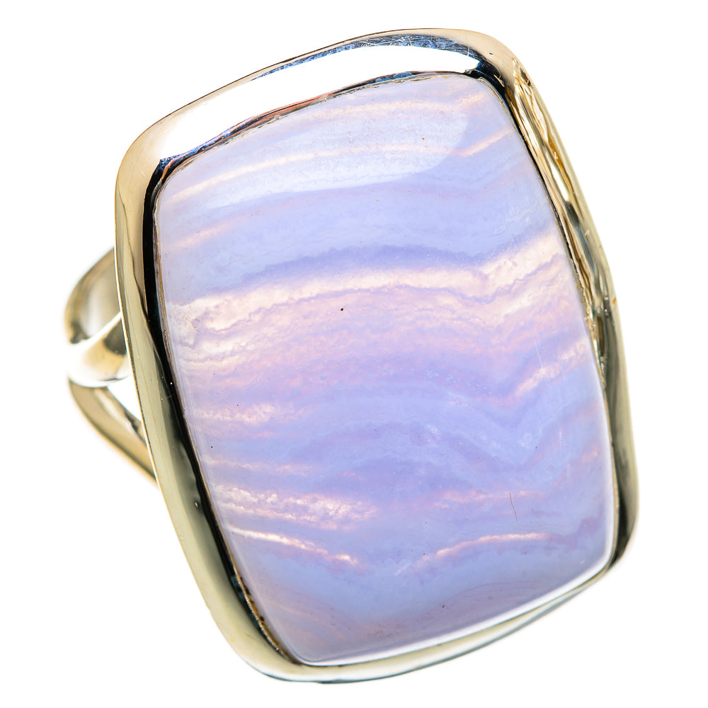 Blue Lace Agate Rings handcrafted by Ana Silver Co - RING106228 - Photo 2