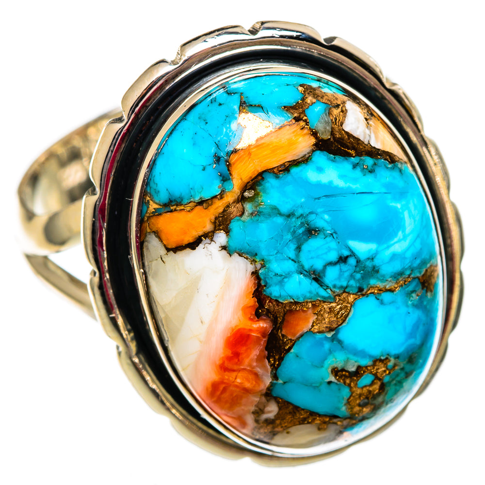 Spiny Oyster Turquoise Rings handcrafted by Ana Silver Co - RING106231 - Photo 2