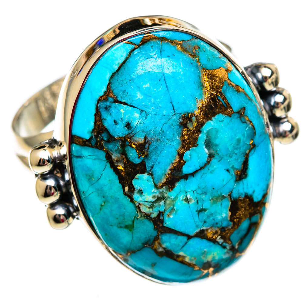 Blue Copper Composite Turquoise Rings handcrafted by Ana Silver Co - RING106236 - Photo 2