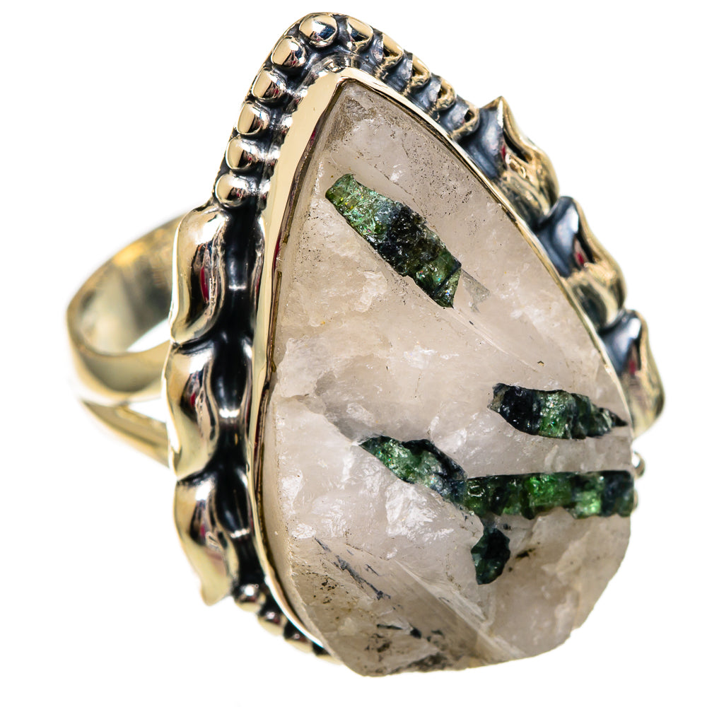 Green Tourmaline In Quartz Rings handcrafted by Ana Silver Co - RING106237 - Photo 2