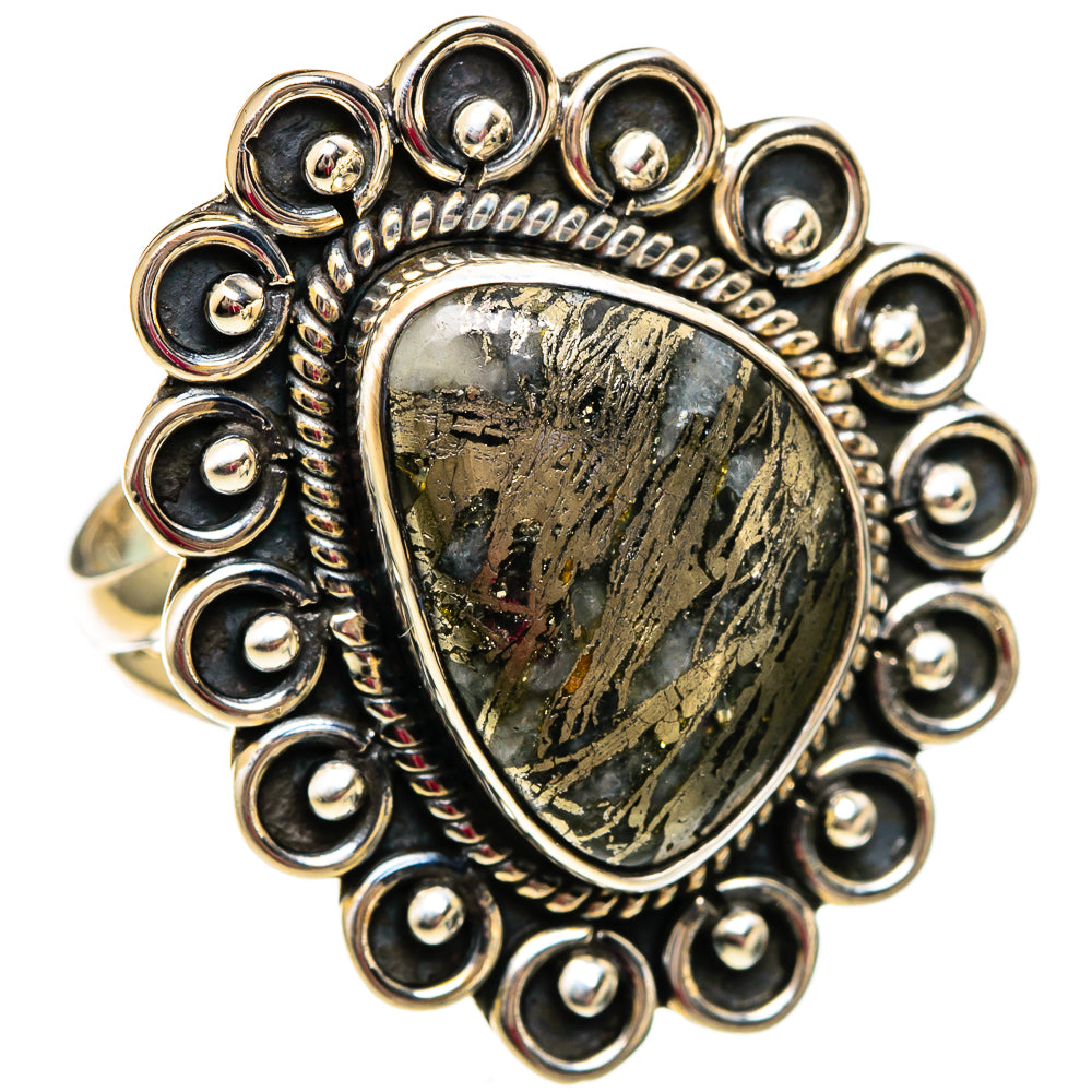 Pyrite Agate Rings handcrafted by Ana Silver Co - RING106256 - Photo 2