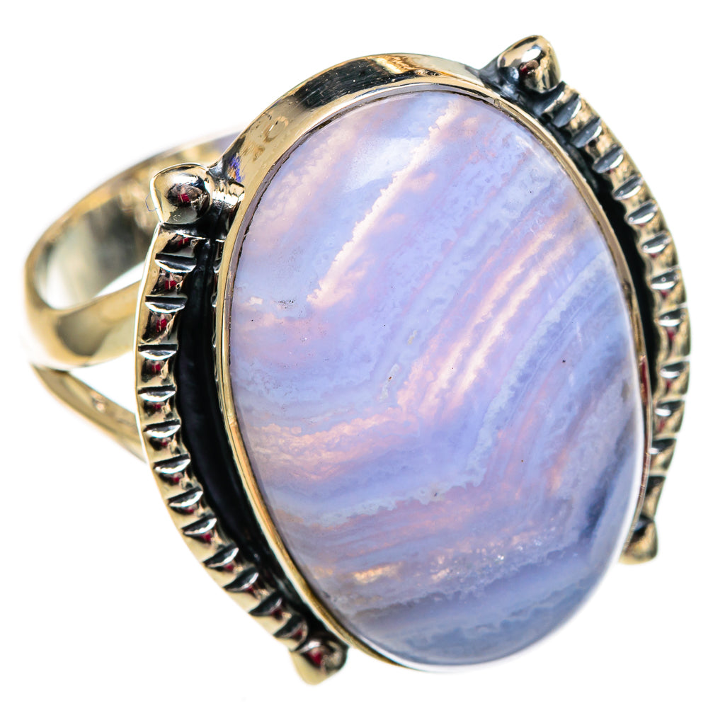 Blue Lace Agate Rings handcrafted by Ana Silver Co - RING106265 - Photo 2