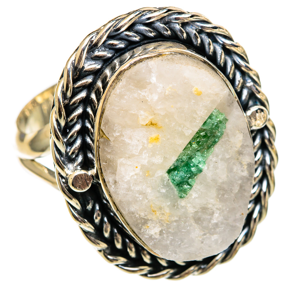 Green Tourmaline In Quartz Rings handcrafted by Ana Silver Co - RING106302 - Photo 2