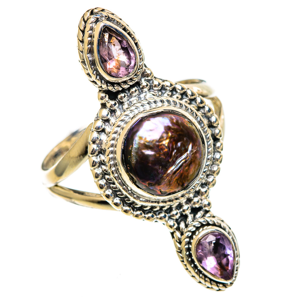 Titanium Mother Of Pearl Rings handcrafted by Ana Silver Co - RING106331 - Photo 2
