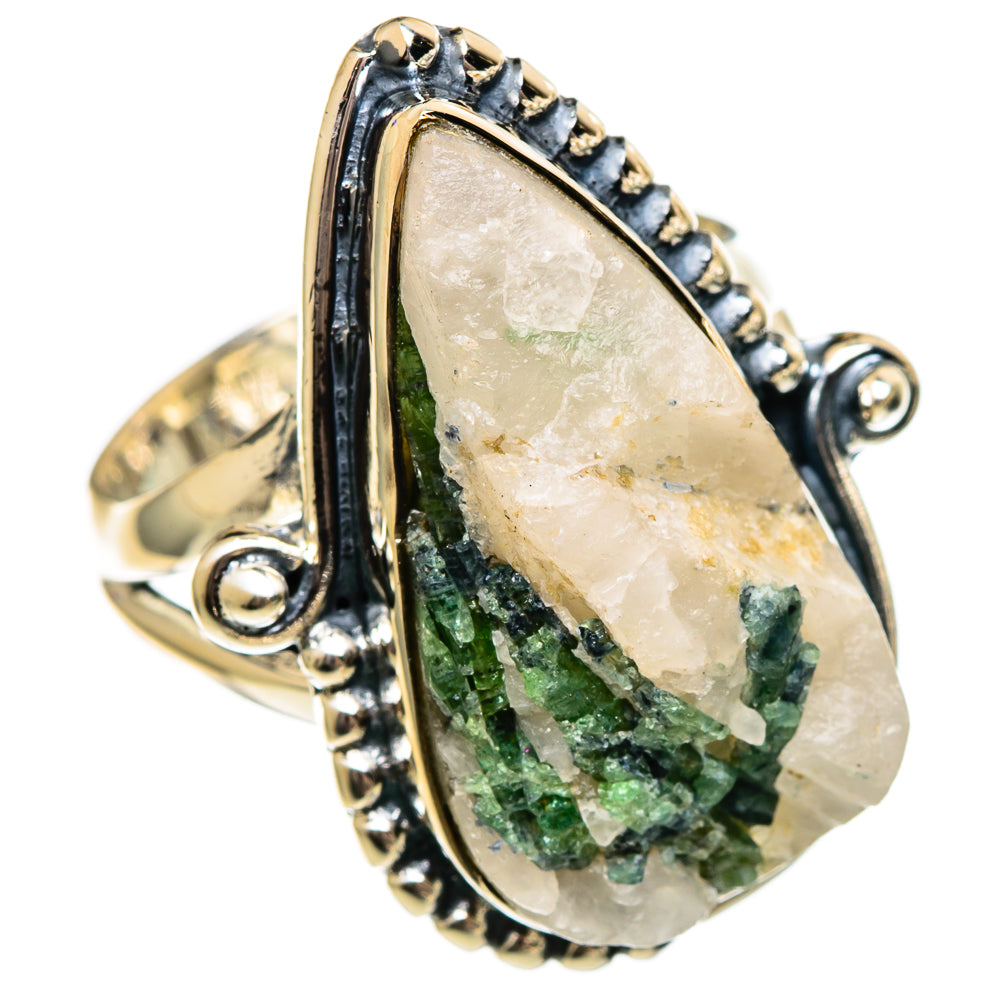 Green Tourmaline In Quartz Rings handcrafted by Ana Silver Co - RING106355 - Photo 2