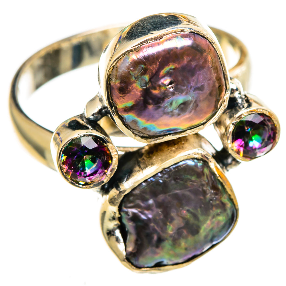Titanium Mother Of Pearl Rings handcrafted by Ana Silver Co - RING106367 - Photo 2