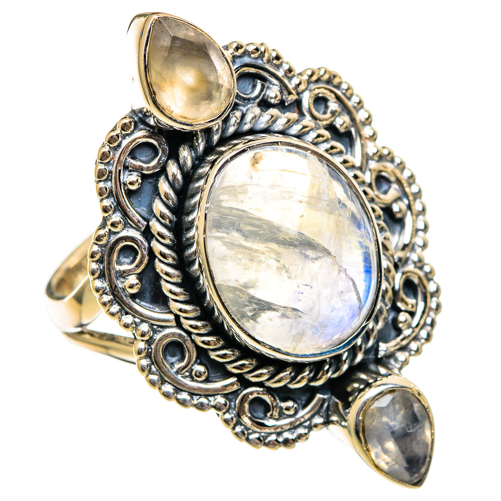 Rainbow Moonstone Rings handcrafted by Ana Silver Co - RING106373 - Photo 2