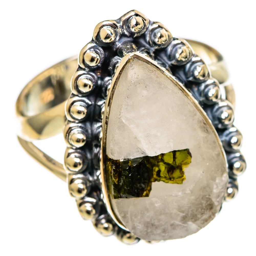 Green Tourmaline In Quartz Rings handcrafted by Ana Silver Co - RING106375 - Photo 2