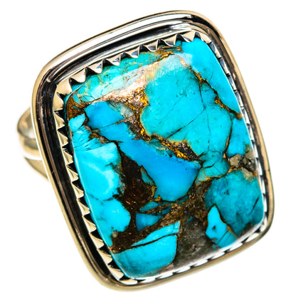 Blue Copper Composite Turquoise Rings handcrafted by Ana Silver Co - RING106382 - Photo 2